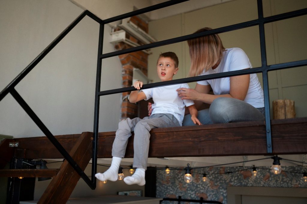 Family enjoying a loft conversion with a child